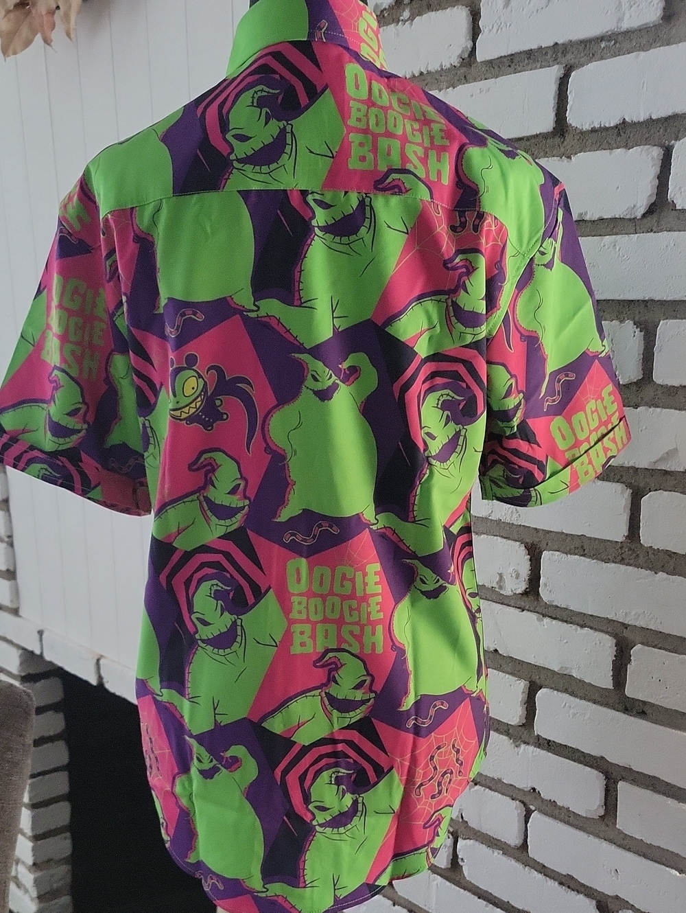 Oogie Boogie Bash - Disney Men’s Button-Down, Green, Purple & Pink highlights - Picture 5 of 8